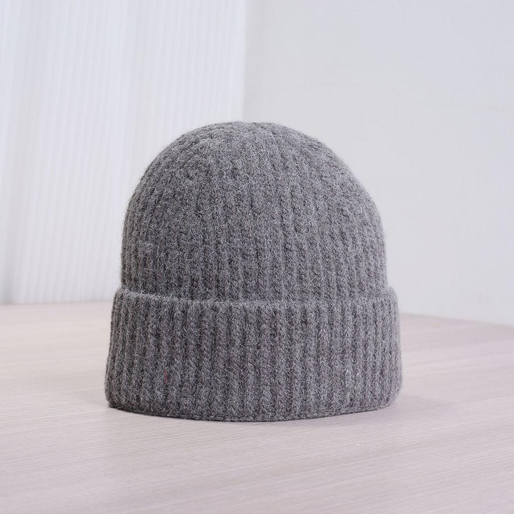 Wool blended light board knitted hat fashionable versatile solid color dome hat ins girls face small casual hat