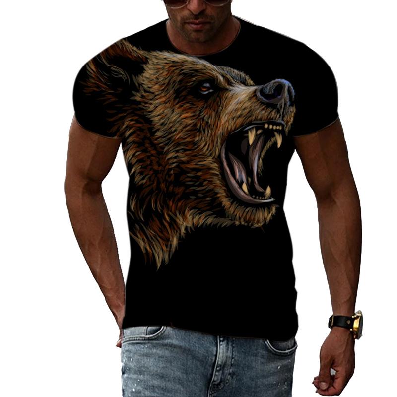 Animal Cool Bear 3D Printed T-shirt Fitness Street Fashion Casual Tops O-neck Short Sleeves Summer New Sports Clothes Tees Shirt