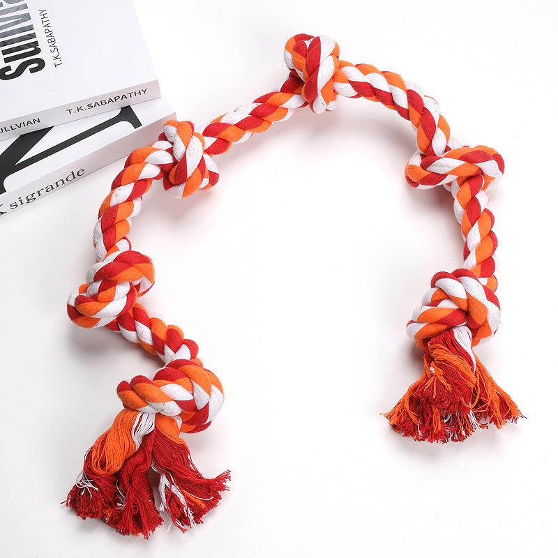 

Игрушки для питомцев Собака устойчивый к укусам золотистый ретривер средняя и крупная собака хлопковая веревочная игрушка, игрушка-молярный узел из пяти узлов трехпрядной веревки для большой собаки