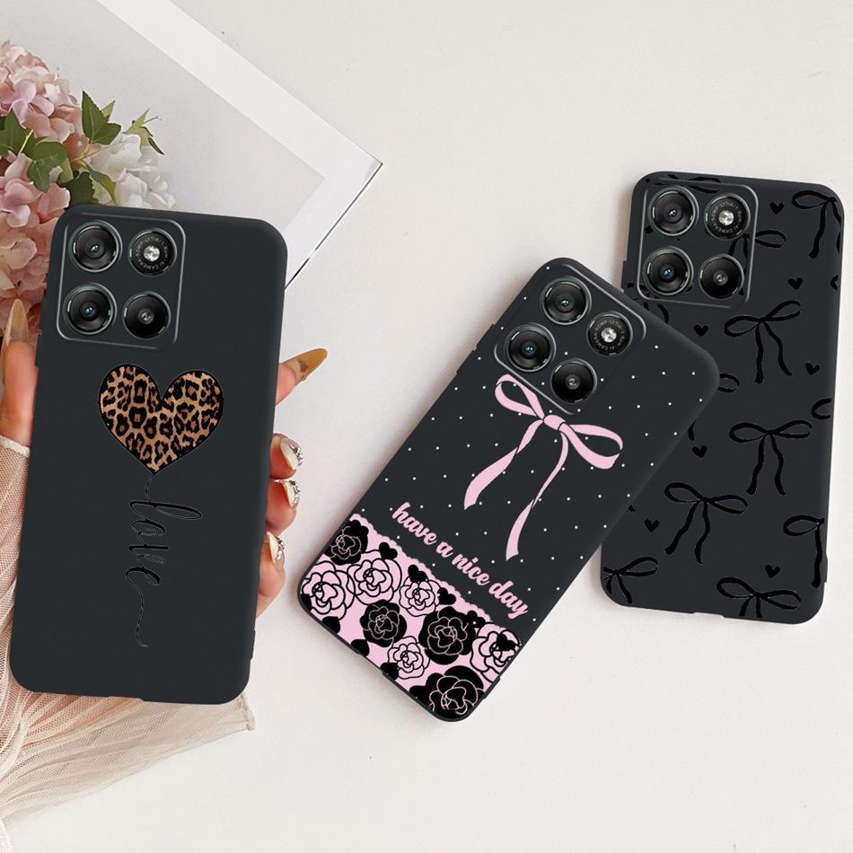 For Motorola Moto G17 Cute Flower Butterfly Cat Painted Case For Motorola MotoG17 G17 Power Black Silicone Soft Phone Cases