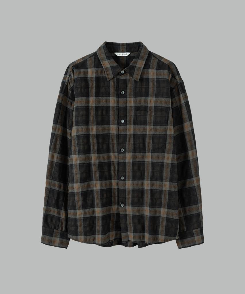 NONBLANK Bumpy Surface Check Ls Shirt_Dark Green