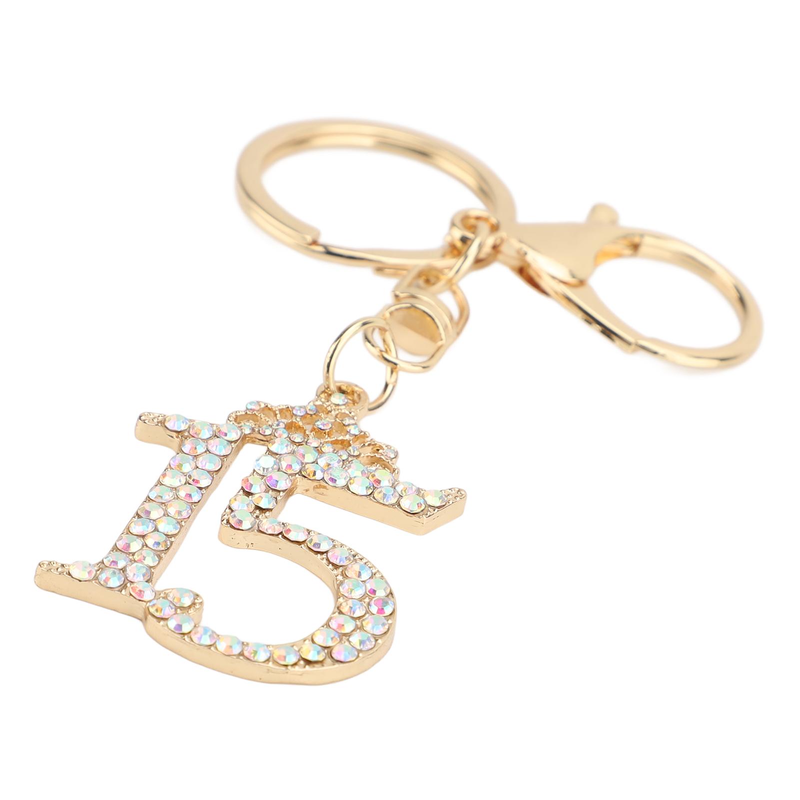 

Брелок-подвеска со стразами «Номер 15», застежка-лобстер, сверкающее числовое кольцо для ключей для сумок, зеленый