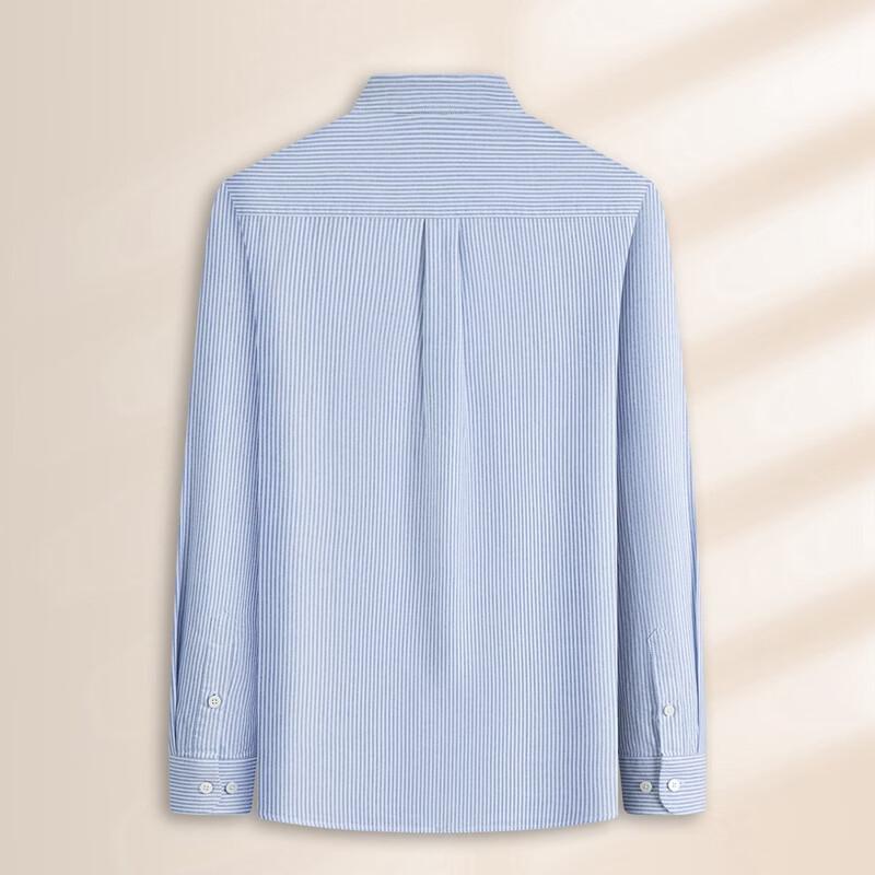 Caesar Men's 100% Xinjiang Cotton Oxford Striped Long-Sleeve Shirt