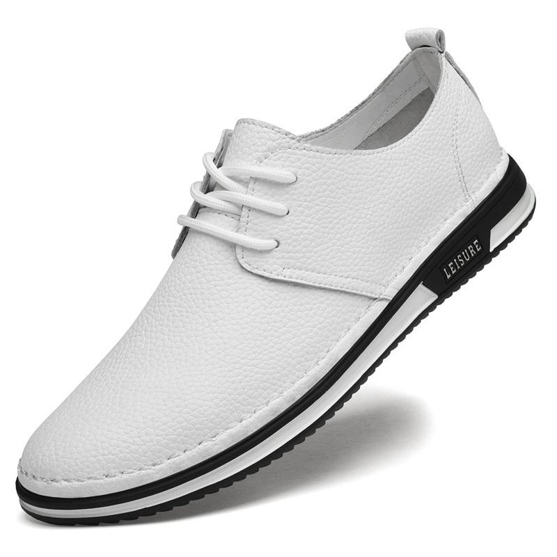 Bean Bean Men's Real Leather Lace-up Shoes 2024: New Breathable Summer Casual Flats