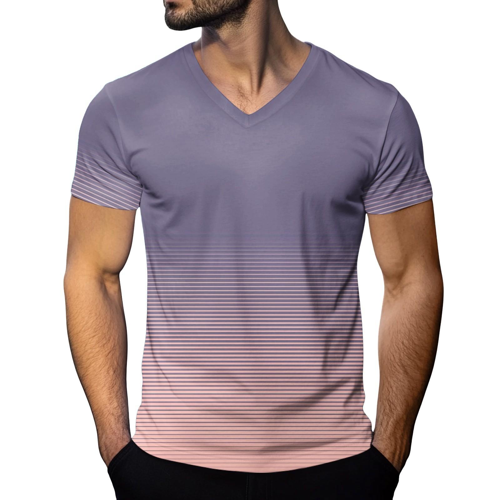 

Мужская модная футболка с коротким рукавом и V-образным вырезом XXL синий