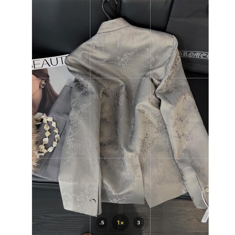 Женское пальто большого размера с воротником-стойкой в китайском стиле с жаккардовым узором - Весна/Осень