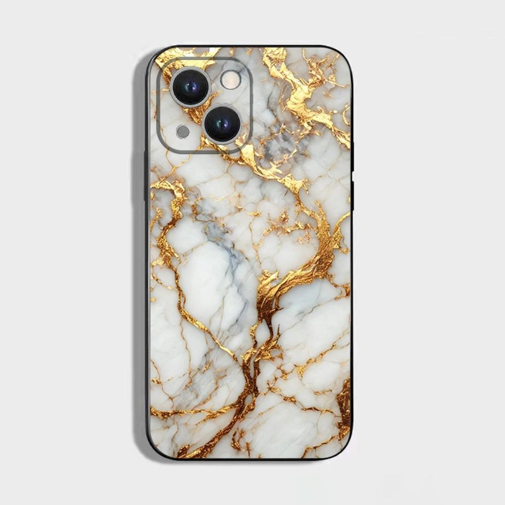 

Черно-золотой мраморный узор Чехол для телефона Для iPhone 16 15 Plus 14 13 Pro Max 12 Mini 11 X XS XR 7 8 8Plus Черный Мягкий Чехол для телефона iPhone11