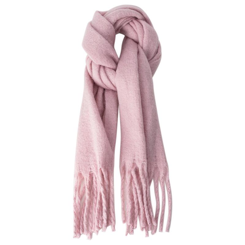 New soft waxy mohair solid color scarf women's winter versatile thickened imitation cashmere shawl Korean warm scarf tide