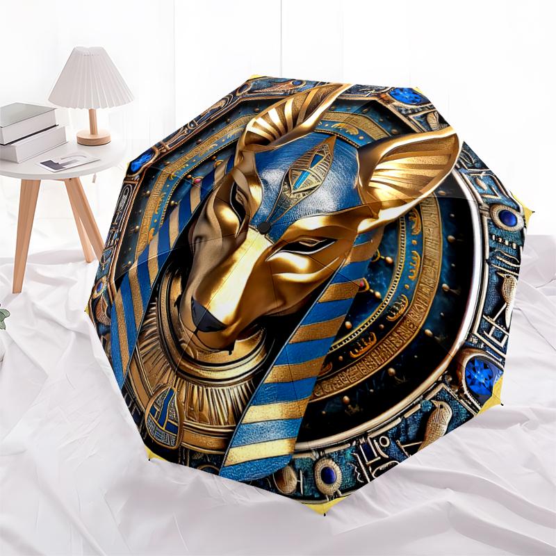 1PC Anubis Umbrella Portable Folding Umbrella Iron Frame Hole Bone Structure Outdoor Home Umbrella A11