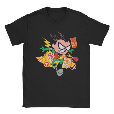 Funny Teen Titans Go Robin's Arsenal Graphic T Shirt Men Cotton Short Sleeve  Round Neck Summer TopsTops
