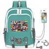 Football Star Printed Schoolbag Backpack Usb Charging Student Backpack Computer Bag