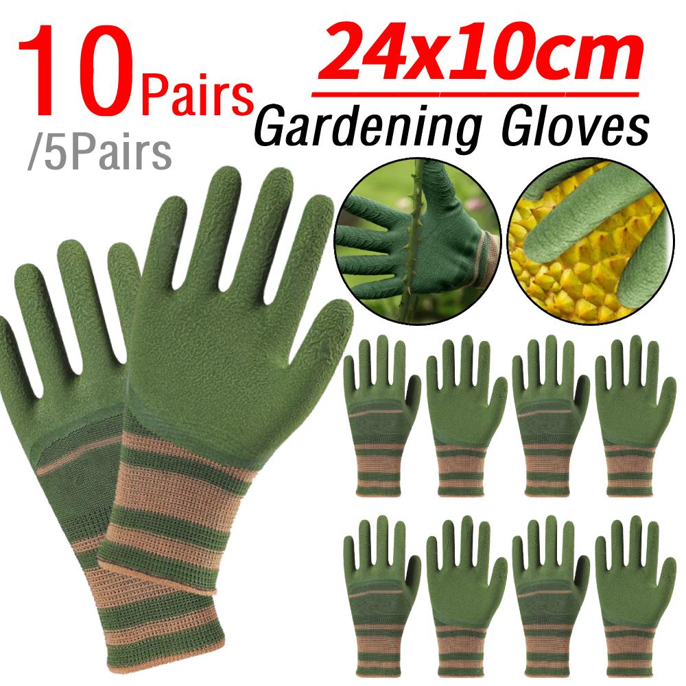 5/10Pairs Gardening Gloves Thorn Proof Rose Pruning Garden Glove Protection Waterproof Garden Gloves for Cactus Rose Blackberry