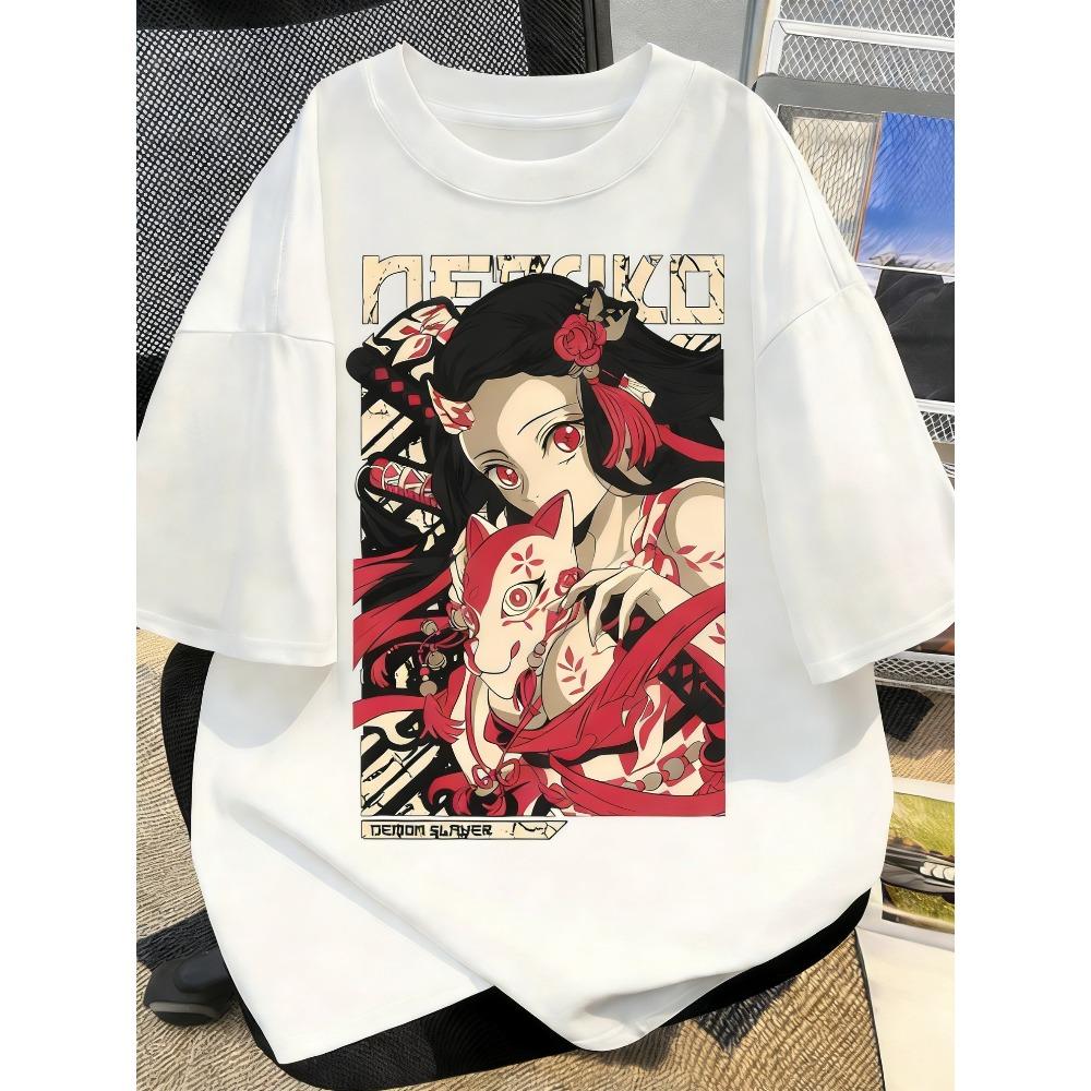 Plus Size Summer Demon Slayer Anime Printed Unisex and Women Tshirt Casual Parent Child Top Fashion Street Wear Harajuku Style Y2K