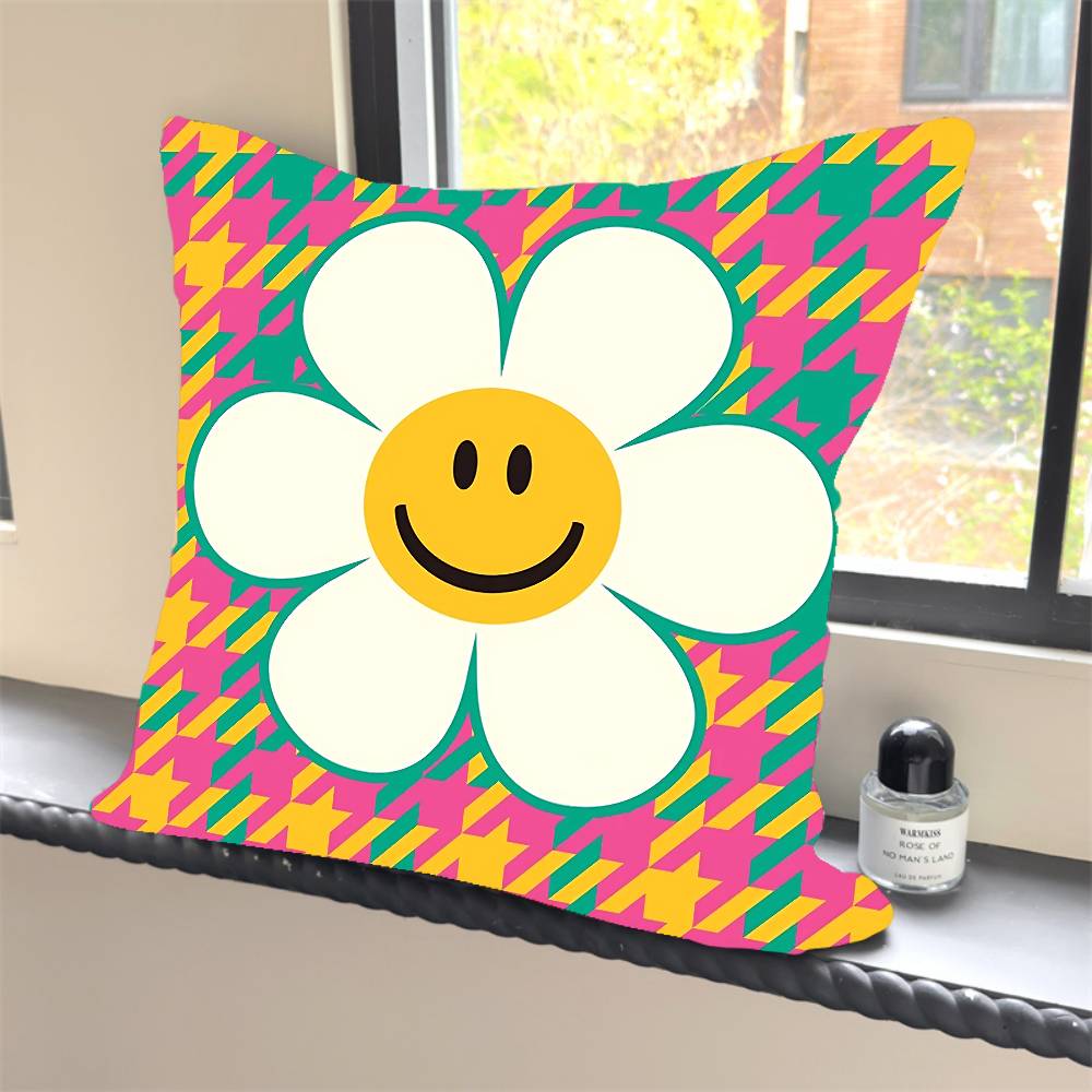 1PC W-Wiggle Wiggles Smile Flower Pillow Case Square  Bedroom Sofa Leisure Comfort Cushion Car Home Decoration Pillowcase 40x40