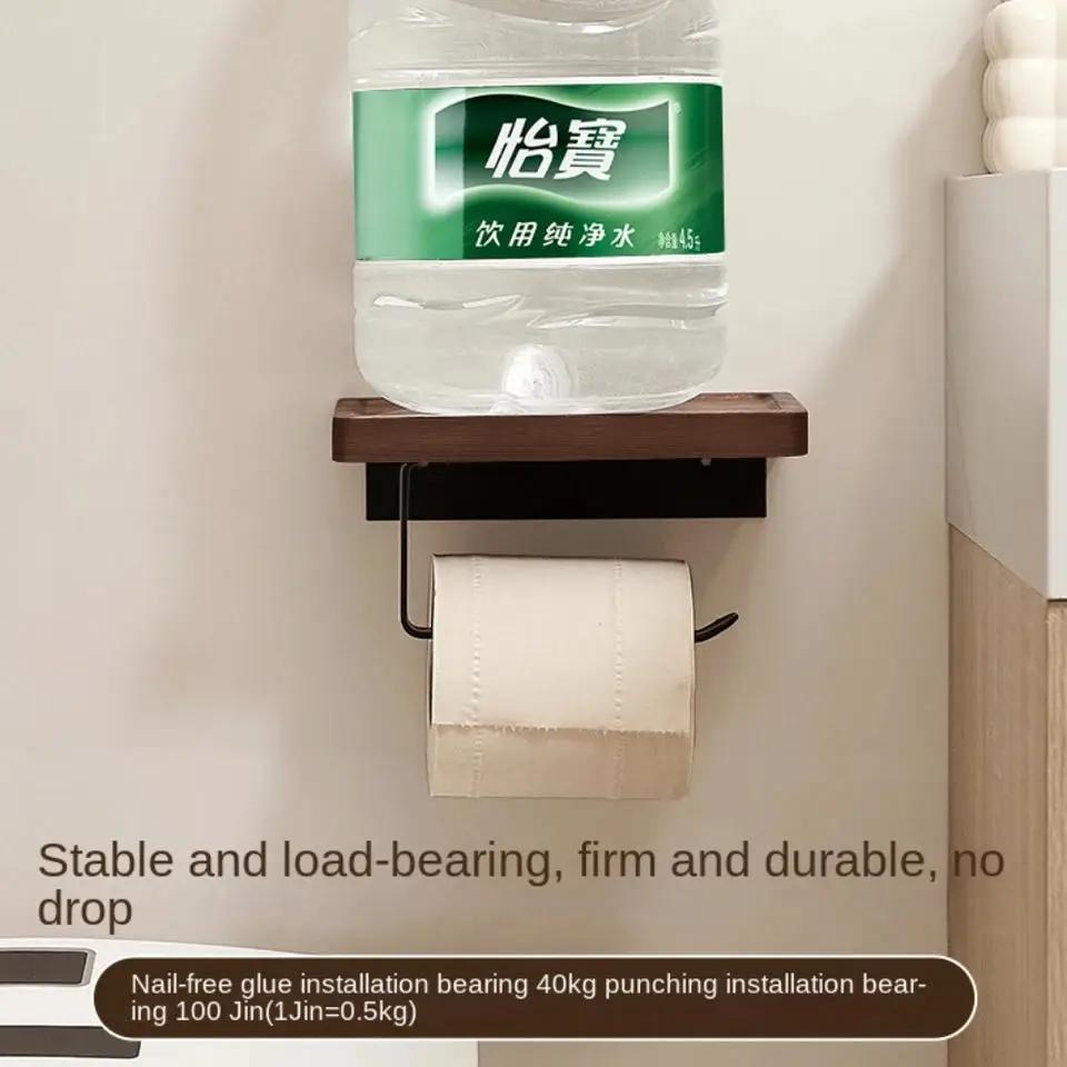 Metal Wood Toilet Tissue Roll Holders, Wall Mount with Self Screw for Small Items,Tissue Holder for Bathroom, Kitchen, Bedroom