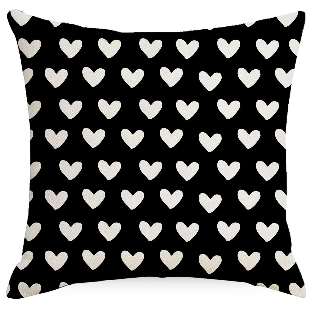 Valentine'S Day Pillow Case Line Printed Letter Striped Love Pillow Festive Decorative Cushion Cover Premium Durable