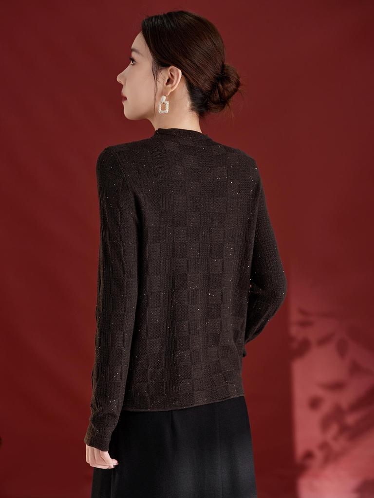 2025 Autumn Women's Wool & Mulberry Silk Slim-Fit Round Neck Innerwear