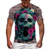 New Men's T-Shirts 3D Skull Printed Black Streetwear Short Sleeve Round-Neck Horror Halloween Man Tops Loose Fashion Gothic Tees