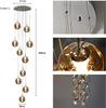 Lustre suspension - NETTLIFE - 10 lampes - abat-jours verre ambre - hauteur réglable - métal 41x41x200 cm