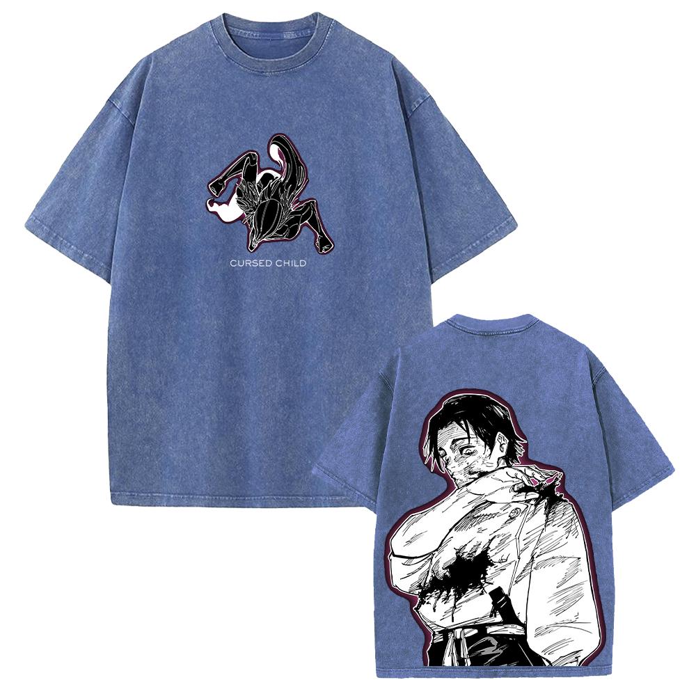 Anime Jujutsu Kaisen Okkotsu Yuta Graphic T Shirt Men Women Washed Cotton Tshirts Vintage Casual Loose Clothing Harajuku T-shirt