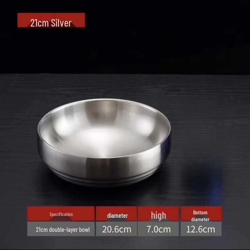 ZISIZ Korean Style Double-Layer Stainless Steel Cold Noodle & Salad Bowl
