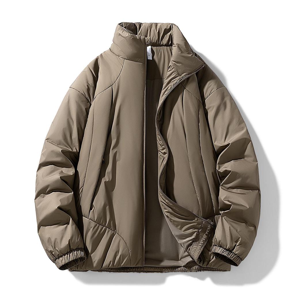 2025 Thickened Winter Cotton Jacket: Casual Solid Color, Stand Collar, Korean Style