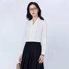 Black V-Neck Long Sleeve Women's Shirt - Petite Professional Interview Wear for Spring and Autumn