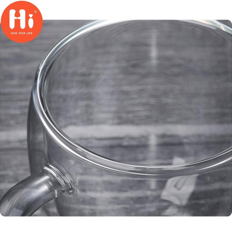 Hi Double Wall Glass Tea Cup Heat Resistant Coffee Milk Mug Transparent Water Drinking Cup