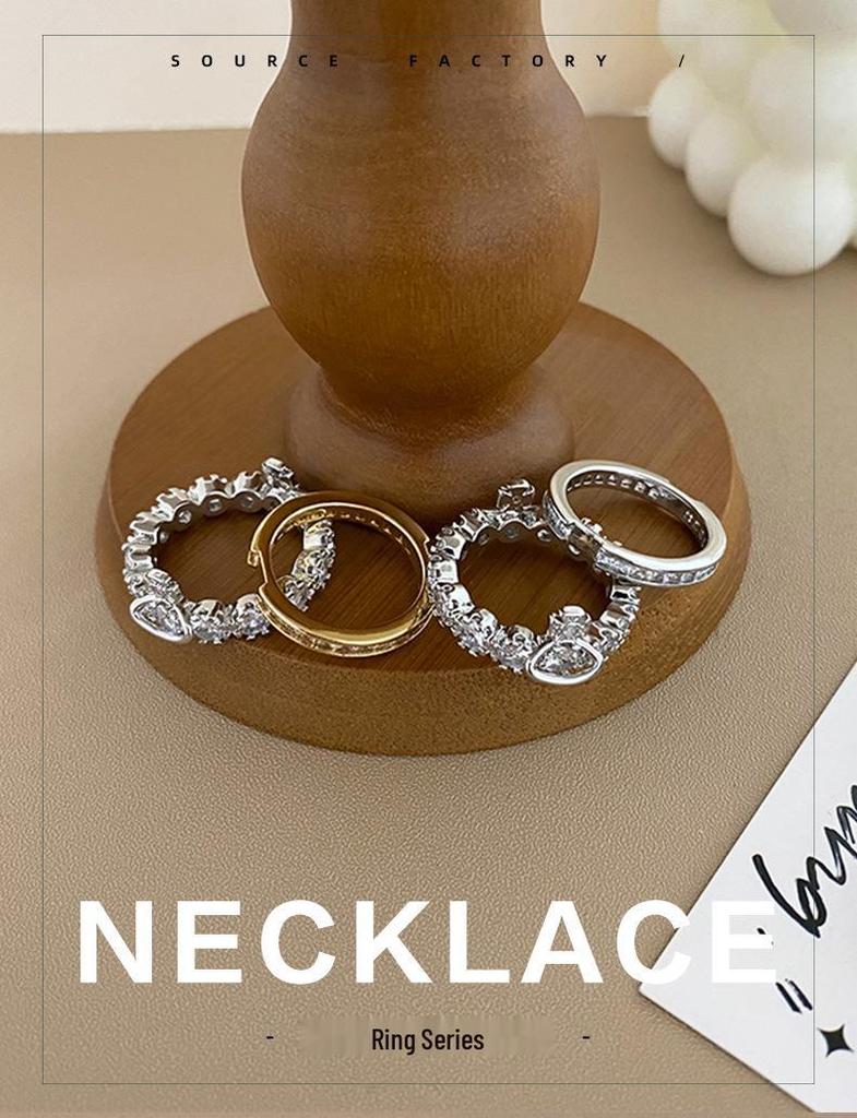 Luxury Zircon Ring: European & American Detachable Two-Way Wear for Women