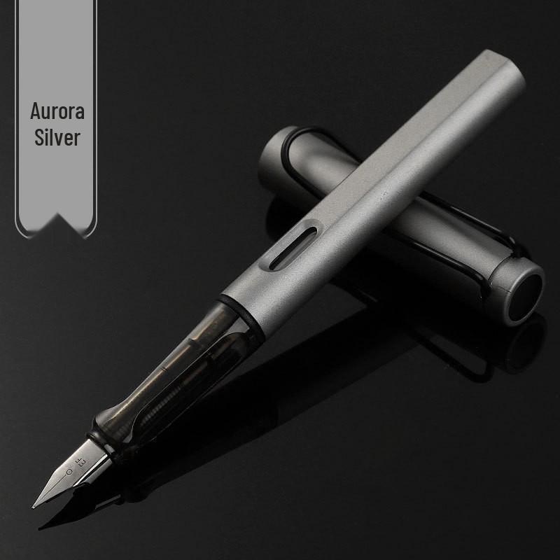 Refillable Ergonomic Fountain Pen for Students - Transparent Colored Plastic Design