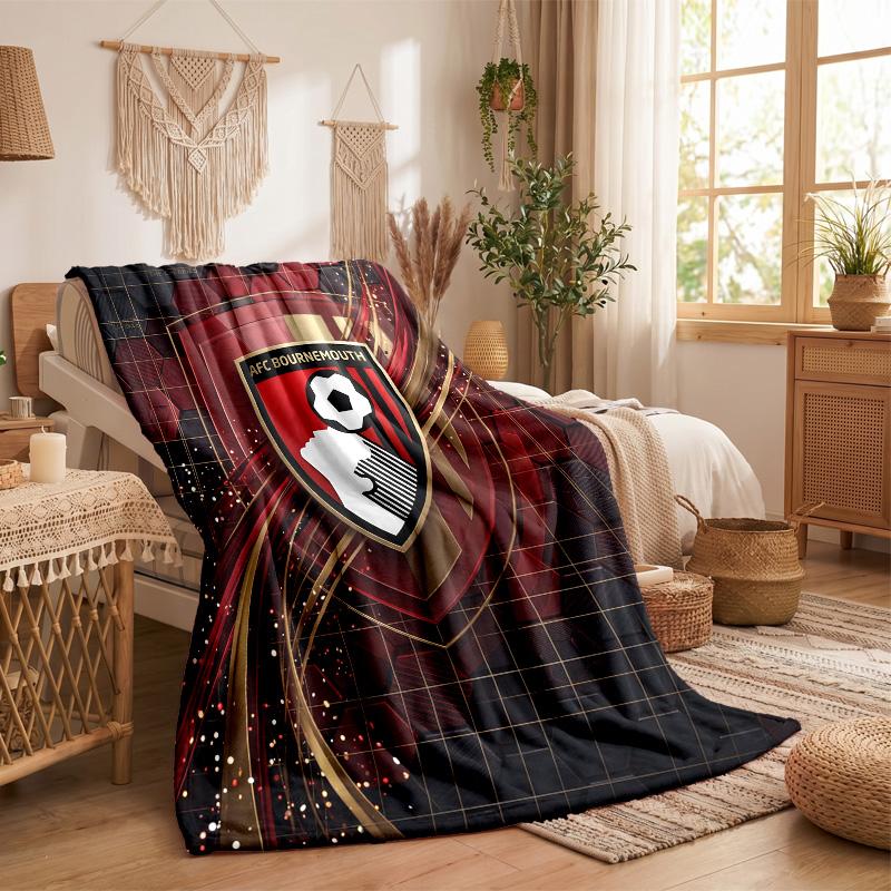 Bournemouth Football Print Flannel Blanket Soft Warm Sofa Bed Throw Blanket For Home Office Bedroom
