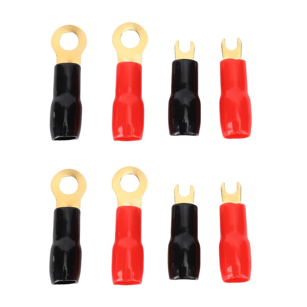 4 Gauge Streifen Gabelklemmen Gabel-Adapter Stecker Schwarz Rot Kupfer Crimpverbinder