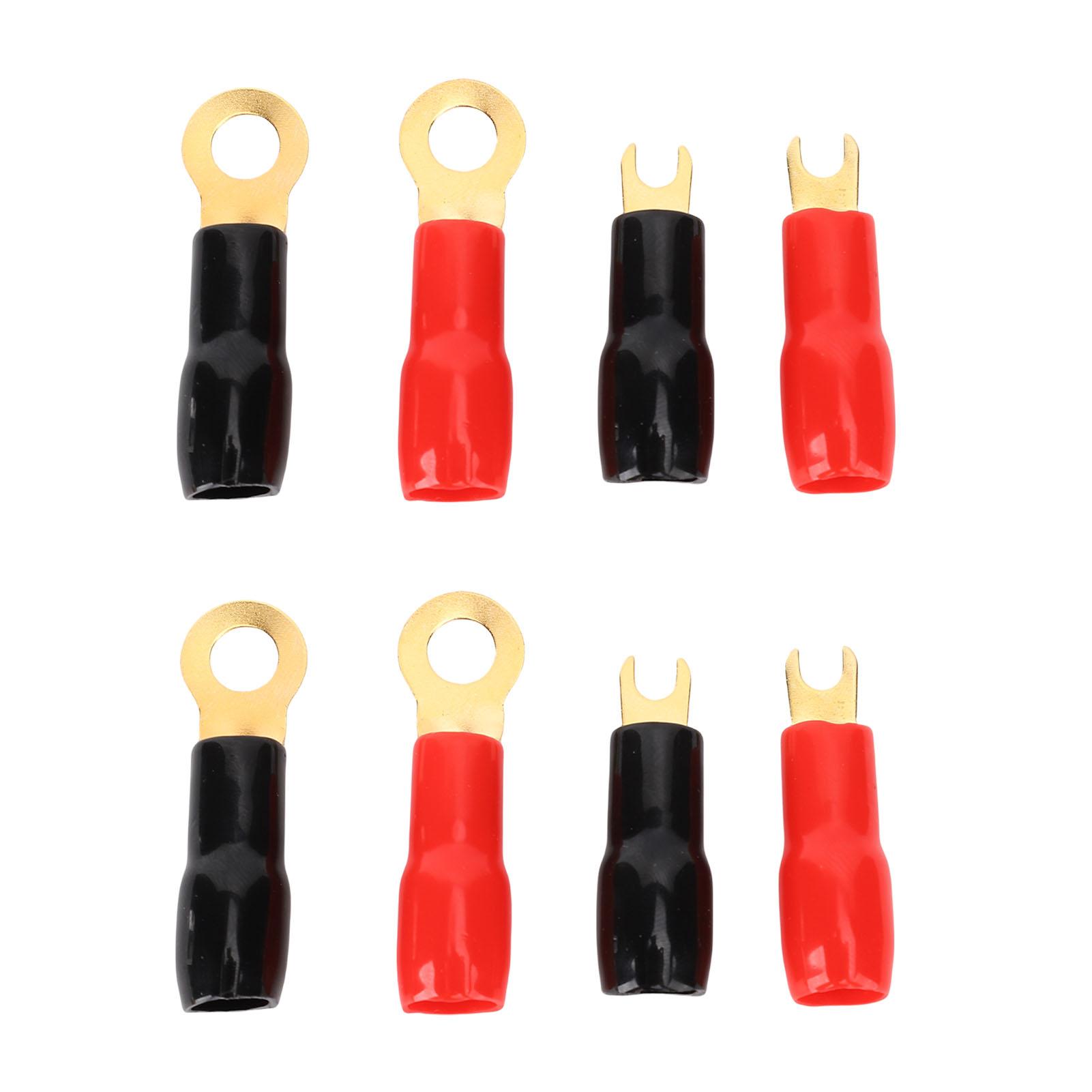 

4 Gauge Strip Spade Terminal Spade Fork Adapters Connectors Plugs Black Red Copper Crimp Connectors