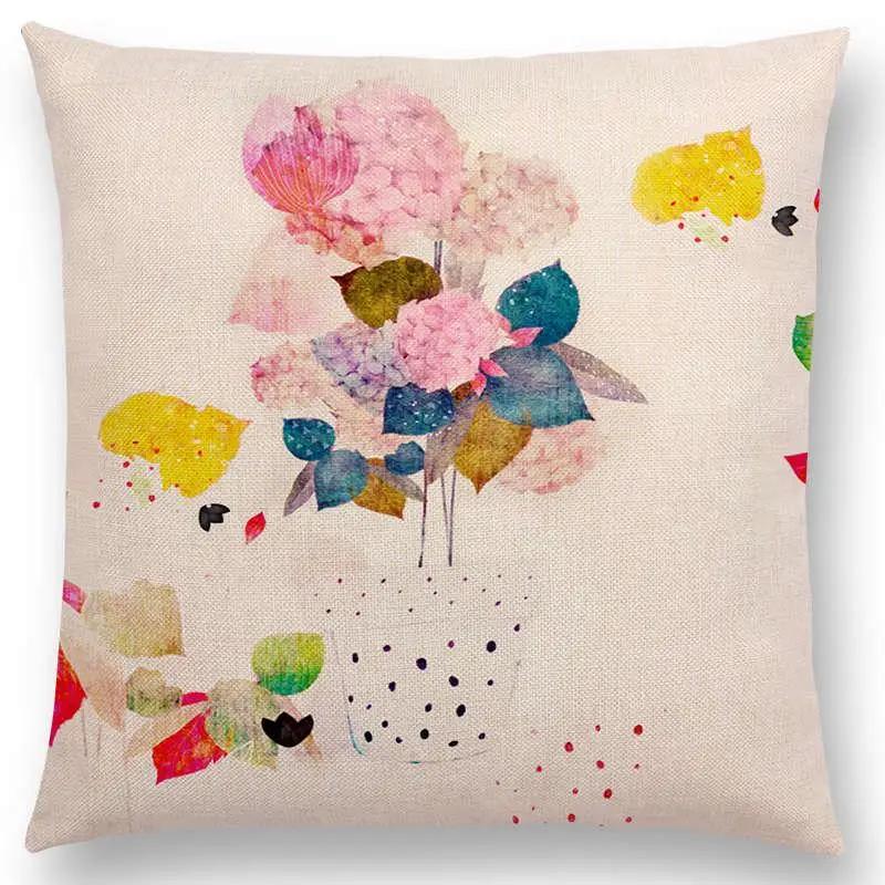 Norrsken Häst Blommor Blad Soffa Kasta Kudde Fodral Träd Blommig Trädgård Magisk Dröm Fantasi Natt Räv Rådjur Enhörning Kuddfodral