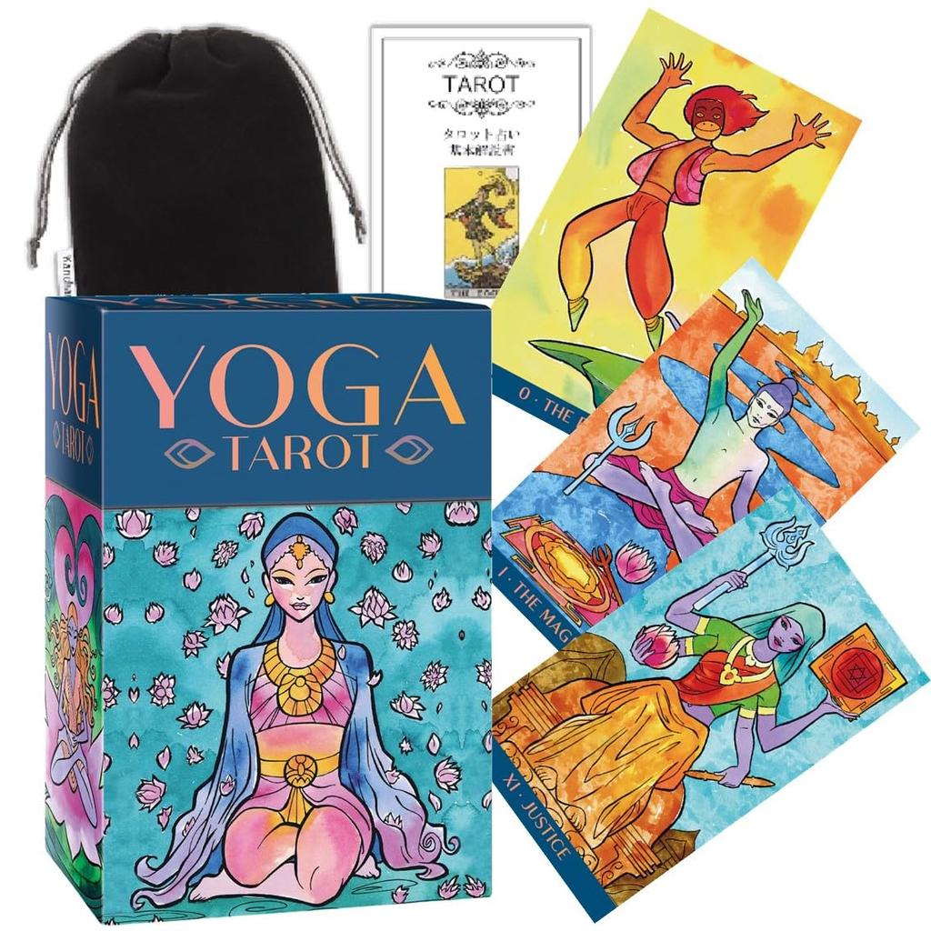 Kancharo 78-Card Tarot Card Set for Tarot Readings [Yoga Tarot] Includes Japanese Tarot Card Instructions & Pouch (Authentic)