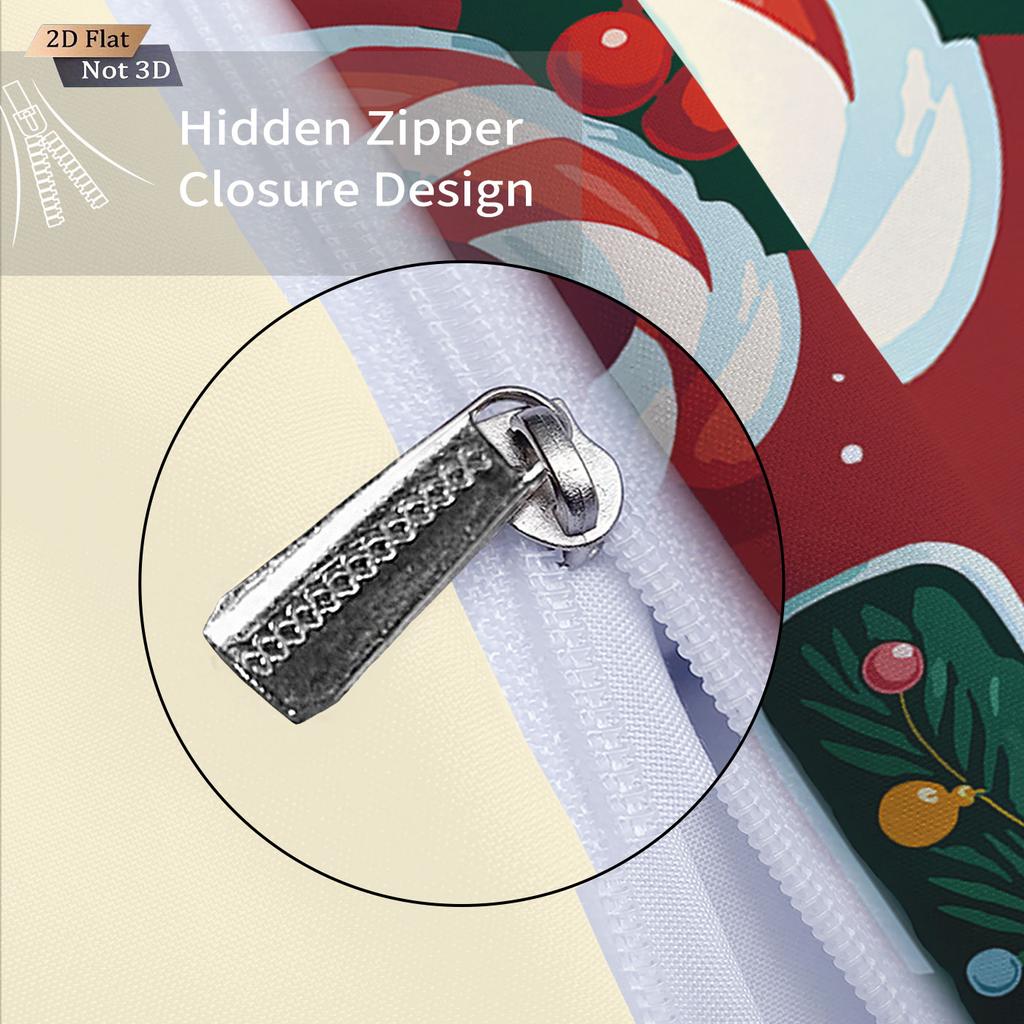 3pcs Happy Christmas Snowman Gingerbread Man Print Quilt Cover Set Multi Size Bedroom Bedding Decoration Machine Washable