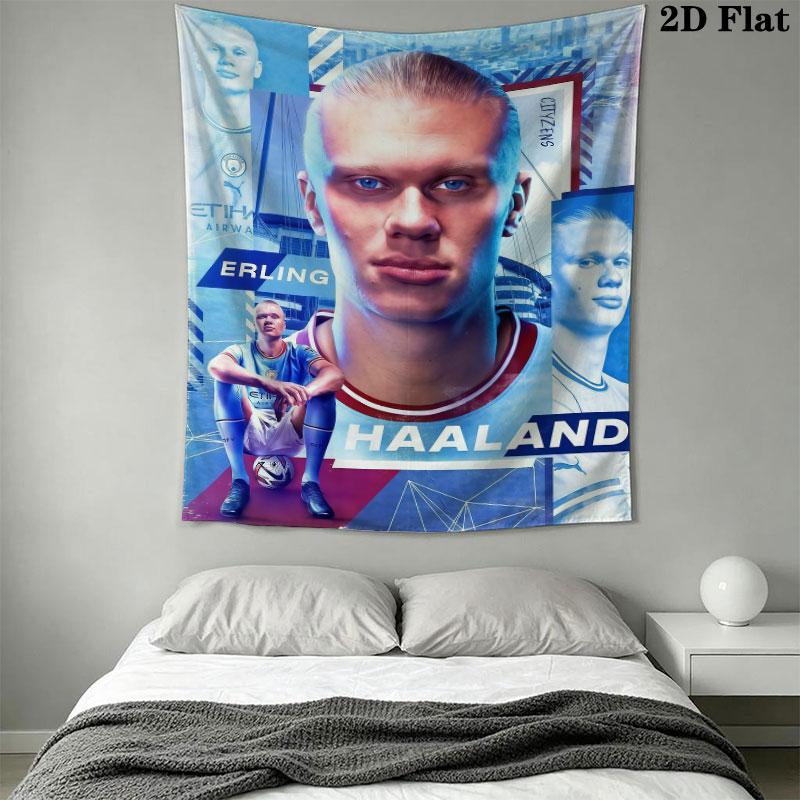 Erling Haaland Re Appeso a Parete Coperta in Tessuto Stampato Arazzi Decorativi per Camera da Letto Soggiorno Arredamento per la Casa