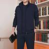 New Arrival: Men's Plus Velvet Autumn/Winter Sports Suit - Trendy Long-Sleeve Jacket for Middle-Aged and Elderly, Large Sizes Available.