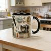 High Quality Ceramic Sewing Theme Coffee Cup Durable And Safe Ceramic Drinkware Cup For Daily Use 11oz Generous Size.