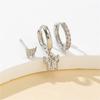 3pcs Set Fashion Exquisite Shiny Inlaid Zircon Butterfly Stud Earrings for Women Stainless Steel Hoop Earrings Jewelry Sets Gift