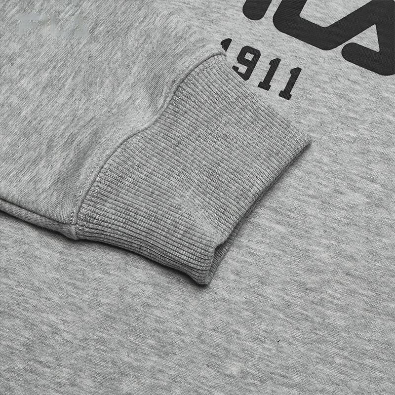 Fila Original Logo Comfortable Soft Loose Knit Hooded Long Sleeve Fleece Sweatshirt Unisex Sweatshirt Cloud-Mist Heather-Gray F51M449202F-MG