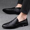 66 Men'S Shoes Loafer Leather Shoes Genuine Leather Casual Shoes Spring Low-Top Overalls Crocodile Pattern First-Layer Cowhide Surface Single Shoes