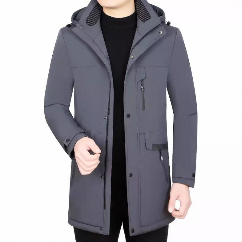 Mens Short Down Jacket Winter Warm Hooded Parka Middle-Aged Men Slim Fit Black Gray Coffee Navy