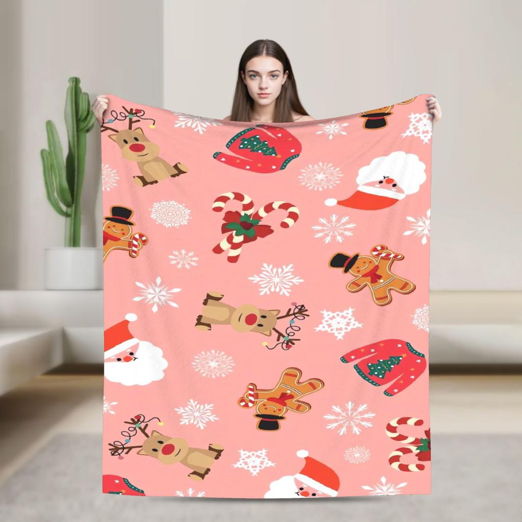 Plaid & Holiday Christmas  Blanket  Super Soft Plush Bedding Throws Girls Boys Couch Chair Sofa Bed Flannel Bedspread Bed Cover