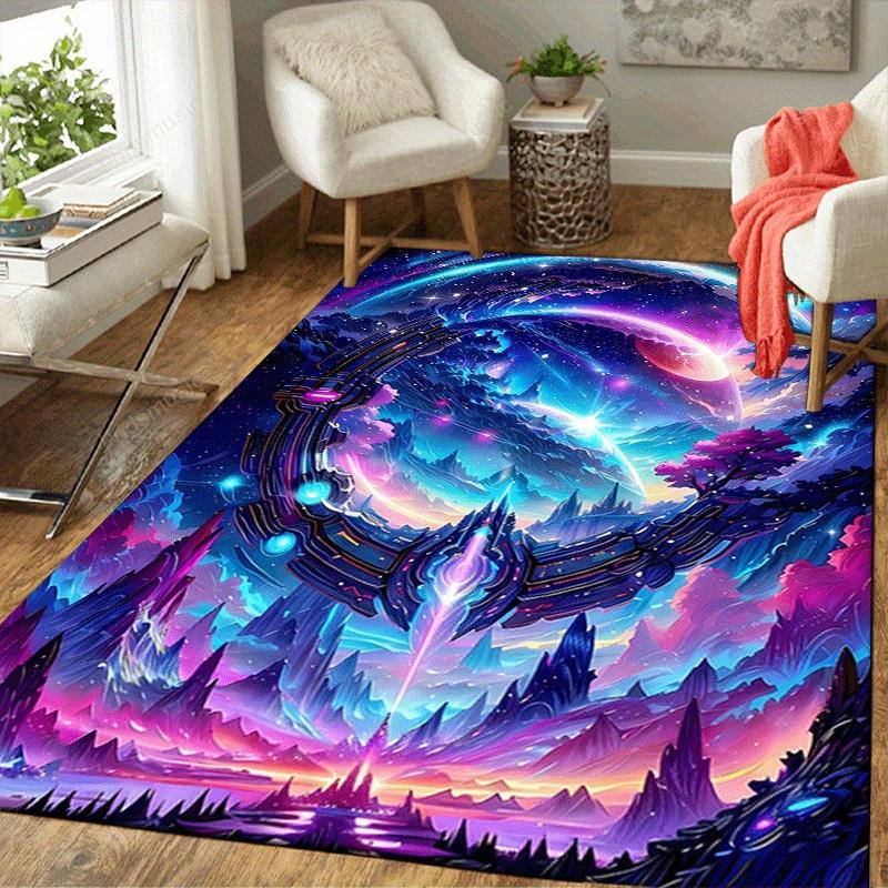 1pc Beautiful World Design Indoor Area Rug - Soft, Anti-Slip, and Durable Gaming Room Decor for Bedroom