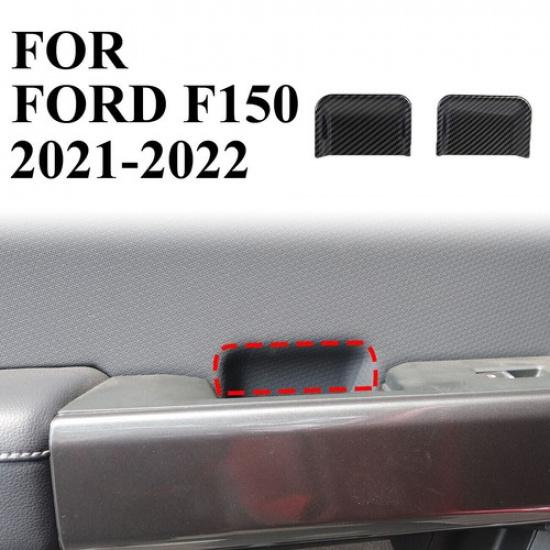 Inner Front Door Handle Bowl Cover Trim Bezels For Ford F150 2021+ Carbon Fiber