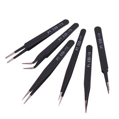 6Pcs Anti-Static Esd Tweezers Repair Tool Precision Curved Straight Tweezers