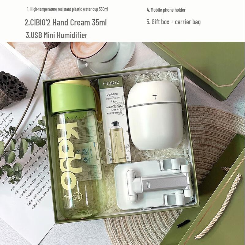 WQ Water Bottle & Essentials Gift Sets Water Bottle, Humidifier, Hand Cream, Stand
