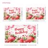 2D Aquarell Erdbeer Geburtstags Hintergrund für Mädchen Beeren Thema Fotokabine Hintergrund