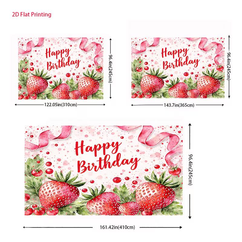 2D Aquarell Erdbeer Geburtstags Hintergrund für Mädchen Beeren Thema Fotokabine Hintergrund